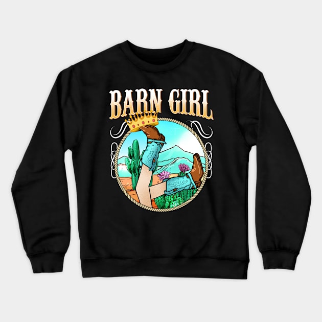 Barn Girl I Equestrian Pony Horse Fan Crewneck Sweatshirt by biNutz